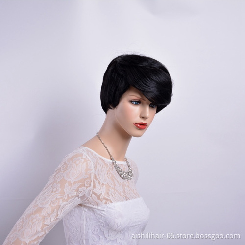 Wholesale top quality Synthetic wigs Clip in Hair Fringe natural wave black short kinky curly hair for fashion women